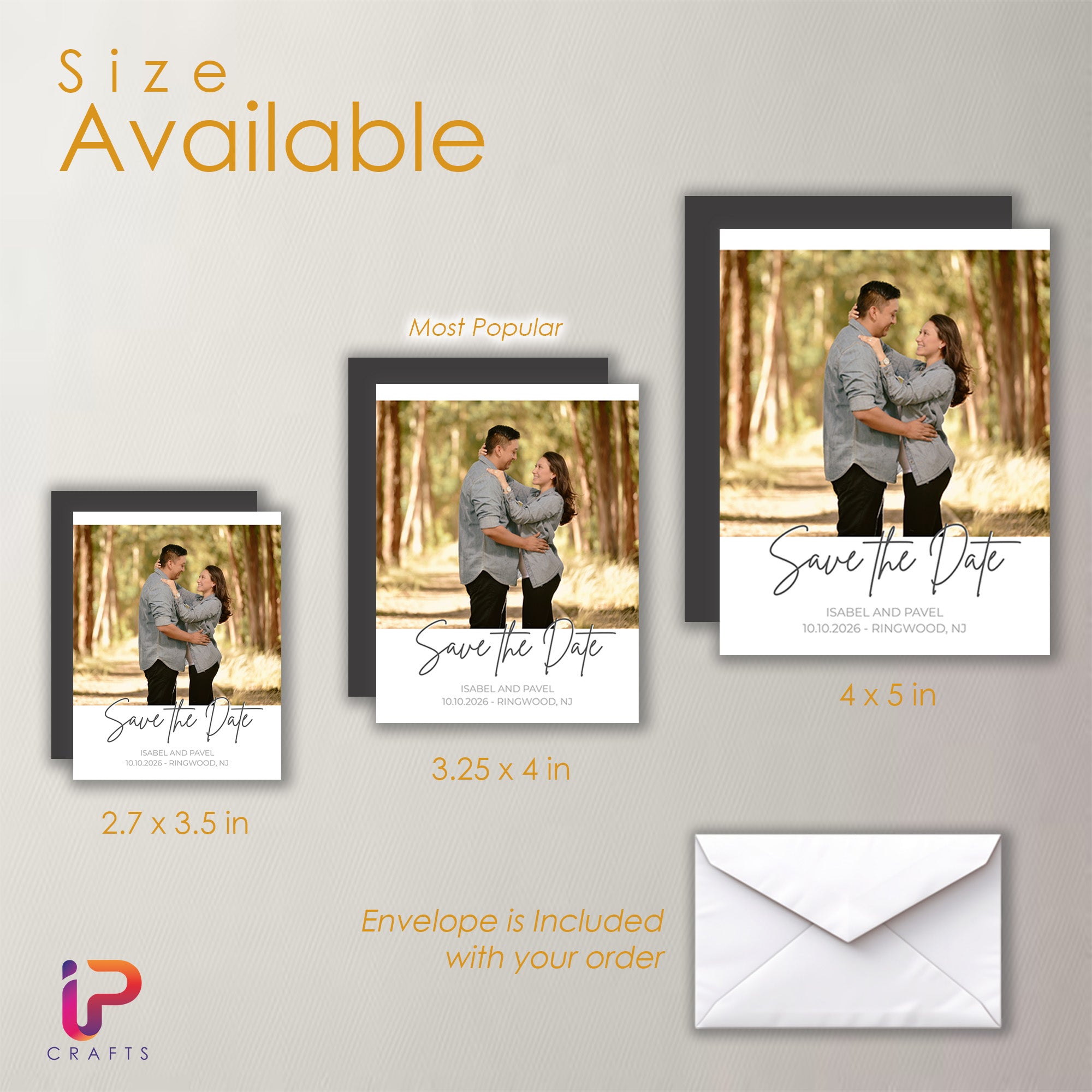 SAVE THE DATE Photo Magnets, Wedding Favors with Envelope. + Envelope Included