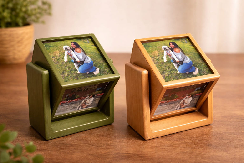 Rotating 3D Cube Frame (Holds 4 Photo Magnets 2.5x2.5 in.)