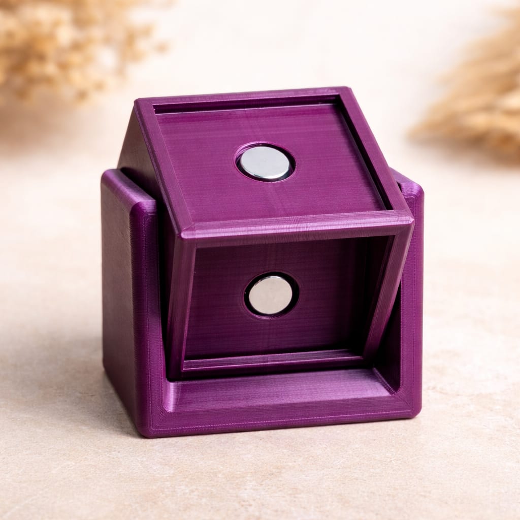 Rotating 3D Cube Frame (Holds 4 Photo Magnets 2.5x2.5 in.)