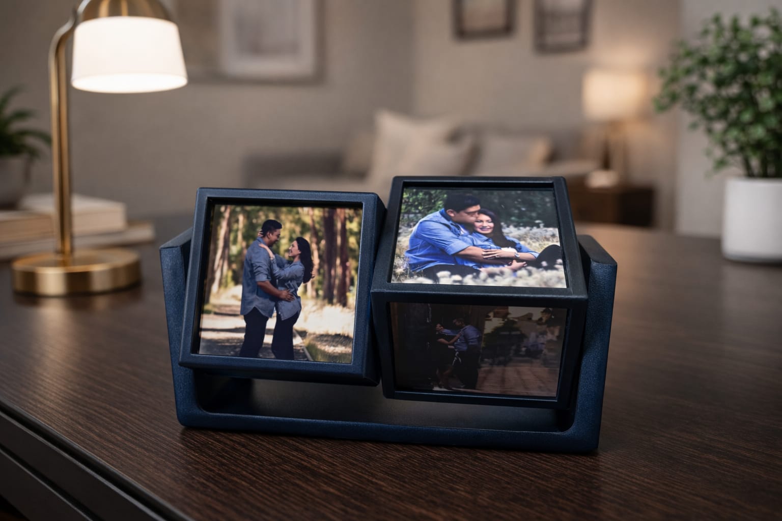 Double Rotating 3D Cube Frame (Holds 8 Photo Magnets - 2.5x2.5in.)
