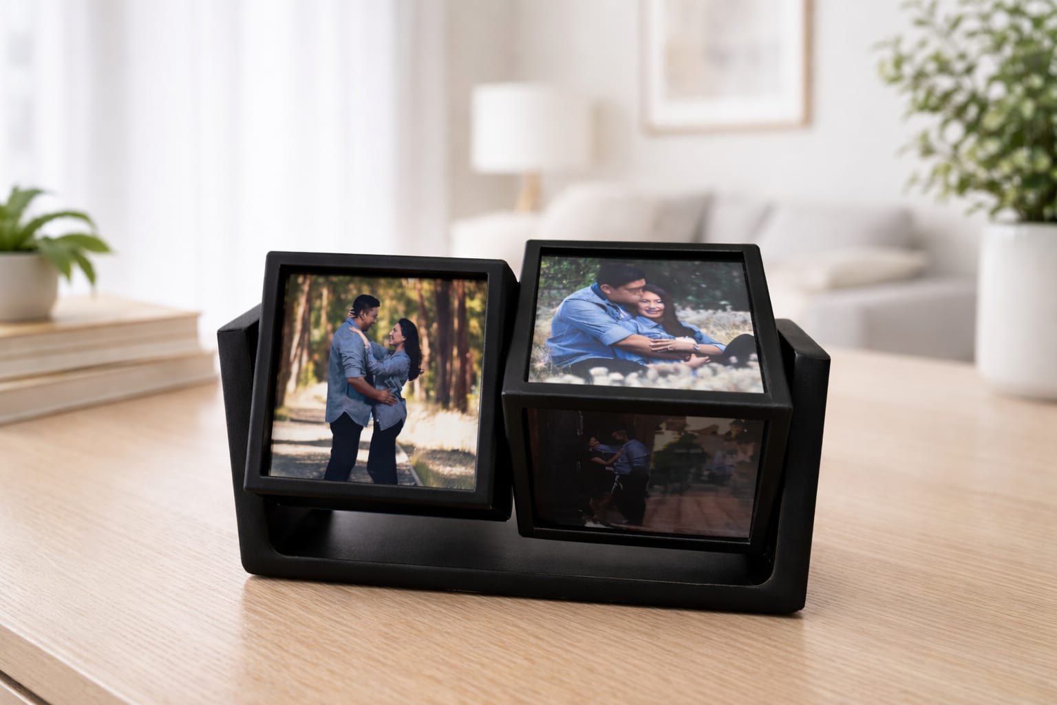 Double Rotating 3D Cube Frame (Holds 8 Photo Magnets - 2.5x2.5in.)