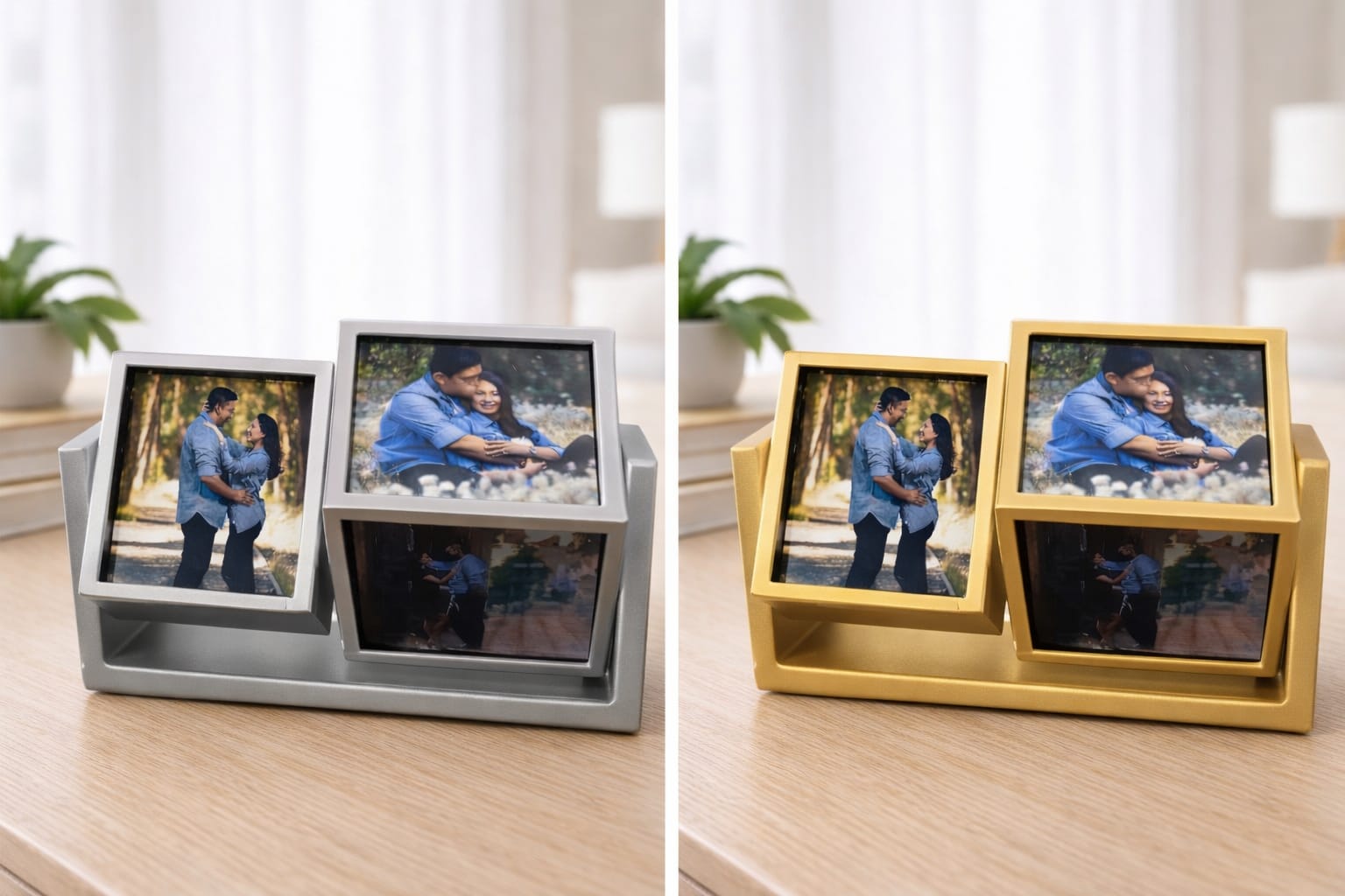 Double Rotating 3D Cube Frame (Holds 8 Photo Magnets - 2.5x2.5in.)