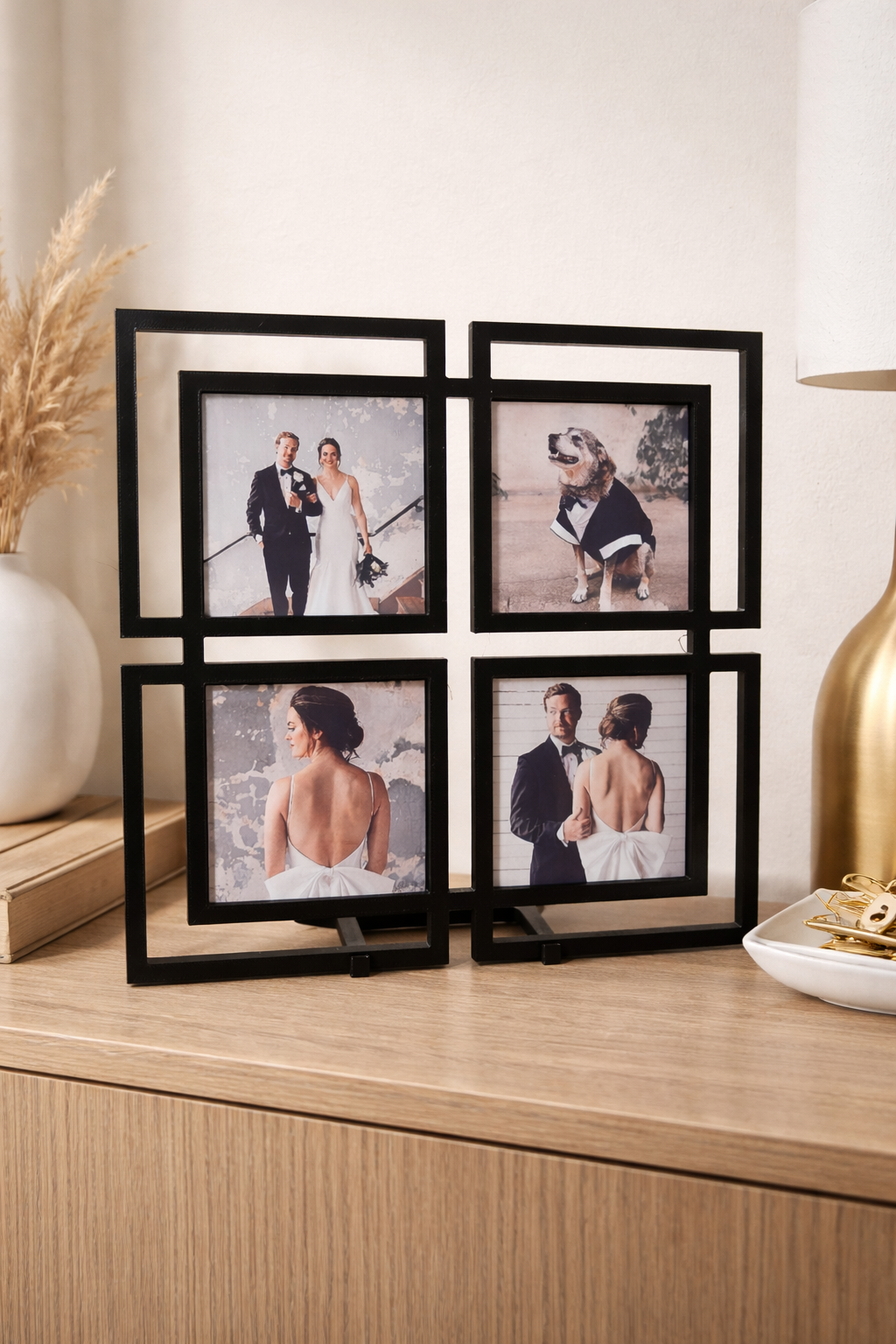 MODERN Photo Magnet Frame - Holds 4 - 2.5x2.5in Magnets