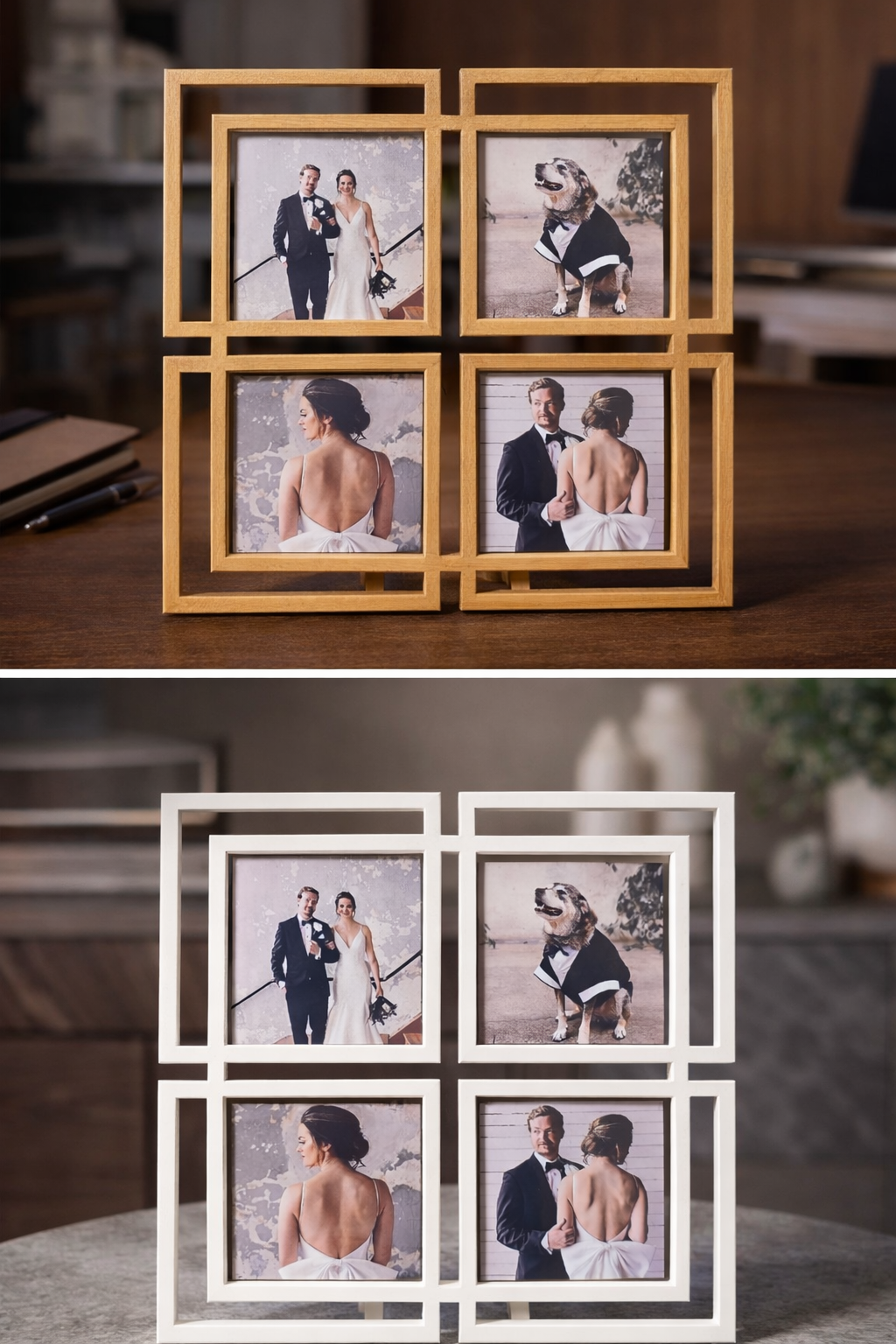 MODERN Photo Magnet Frame - Holds 4 - 2.5x2.5in Magnets