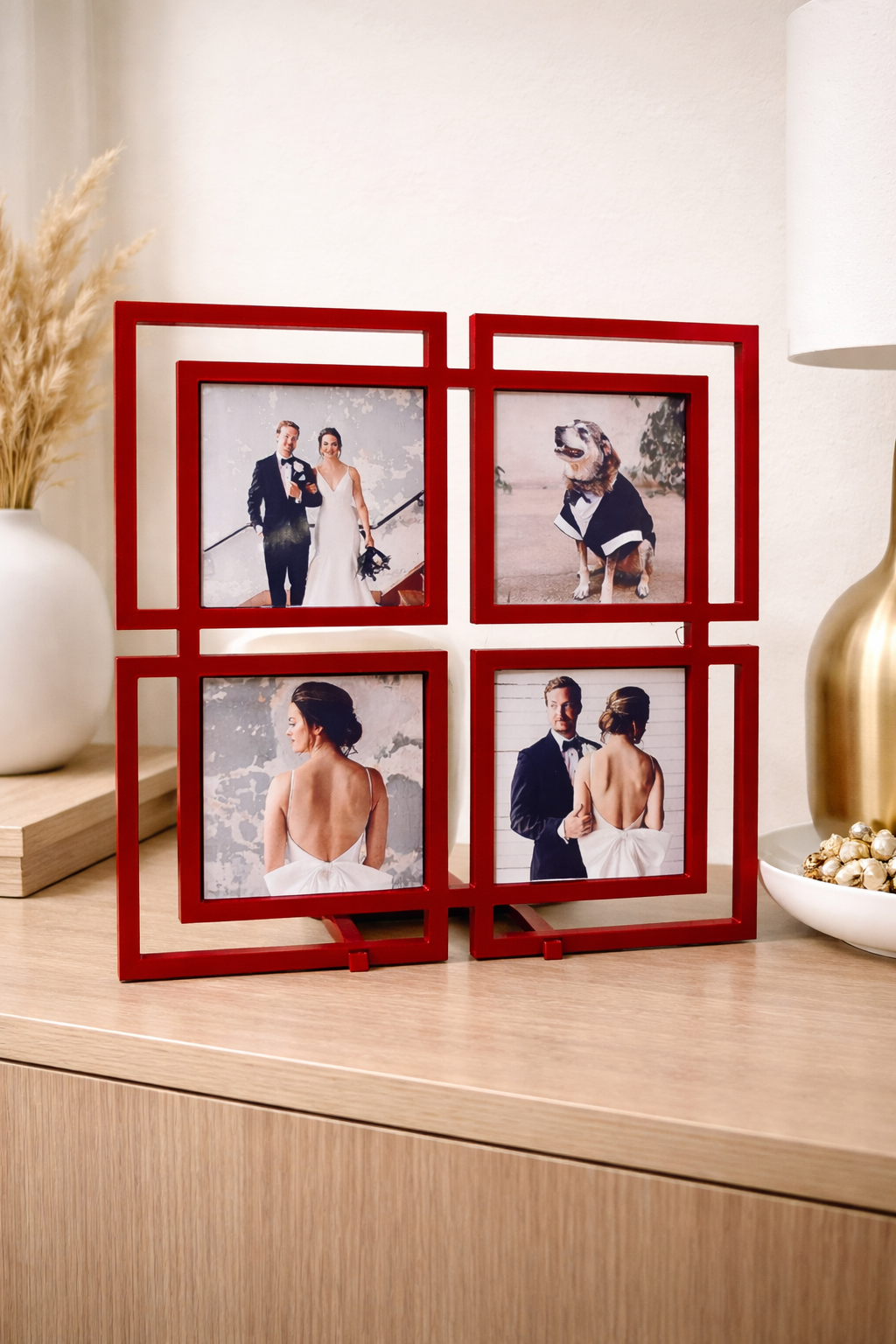 MODERN Photo Magnet Frame - Holds 4 - 2.5x2.5in Magnets